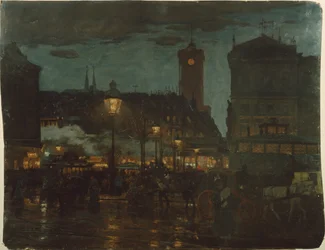 Alexander Square, Berlín, v noci, 1895